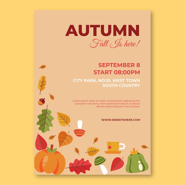 Free vector flat vertical poster template for autumn celebration