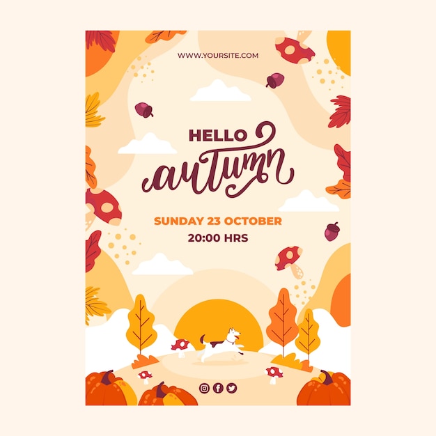 Flat vertical poster template for autumn celebration