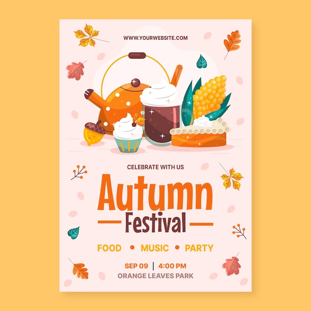 Free vector flat vertical poster template for autumn
