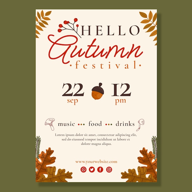flat vertical poster template for autumn