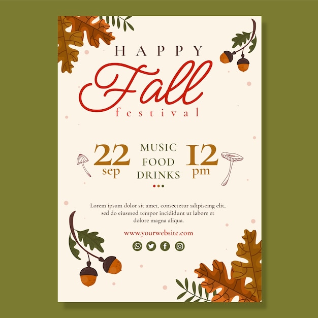 Free vector flat vertical poster template for autumn