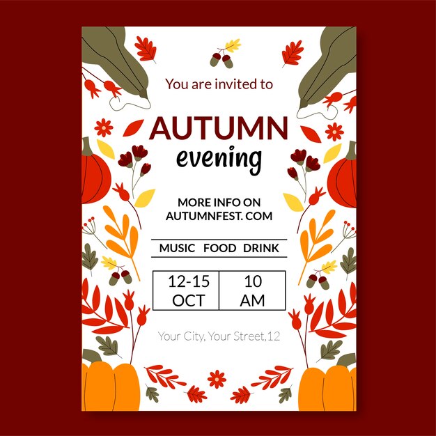 Flat vertical poster template for autumn