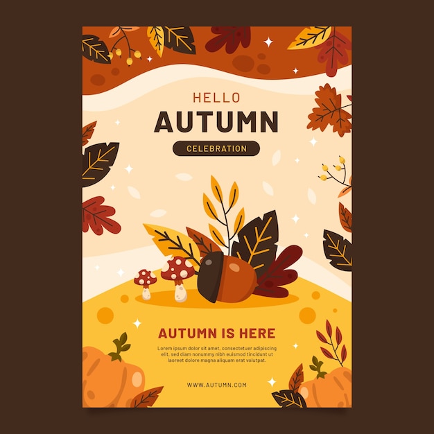 flat vertical poster template for autumn