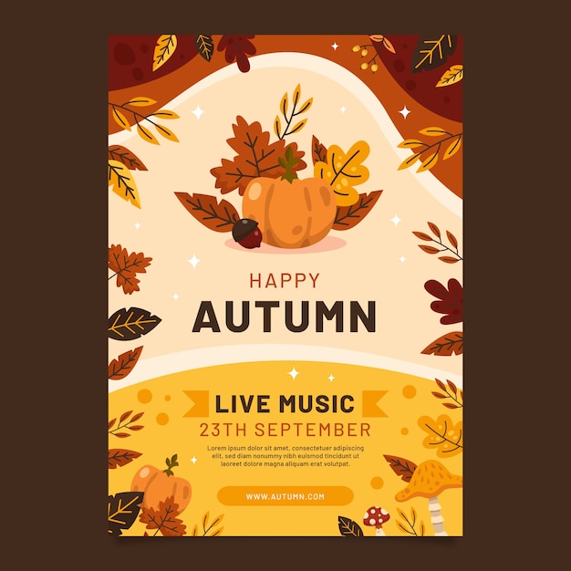 Flat vertical poster template for autumn