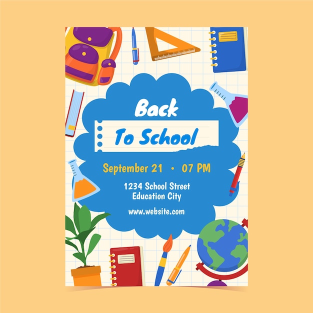 Free vector flat vertical poster template for back to school season