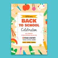 Free vector flat vertical poster template for back to school season