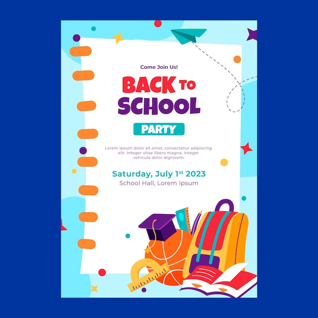 Free vector flat vertical poster template for back to school season