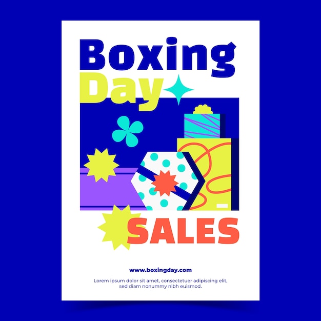 Flat vertical poster template for boxing day sales