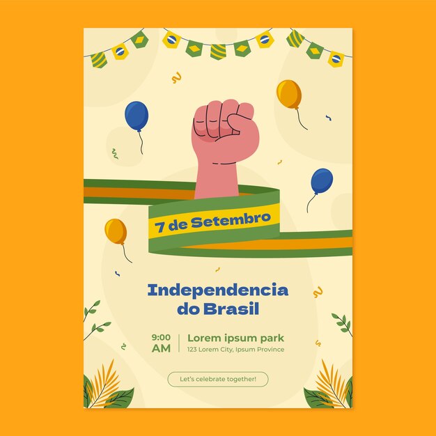 Flat vertical poster template for brazilian independence day celebration