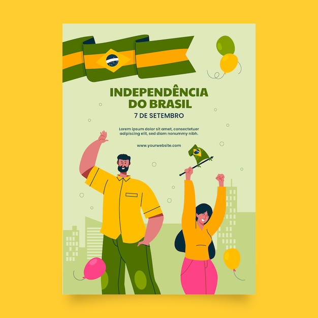 Flat vertical poster template for brazilian independence day celebration