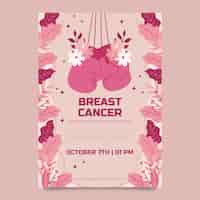 Free vector flat vertical poster template for breast cancer awareness month