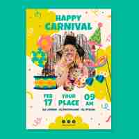 Free vector flat vertical poster template for carnival party