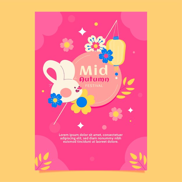 Flat vertical poster template for chinese mid-autumn festival celebration