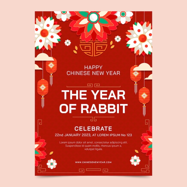 Free vector flat vertical poster template for chinese new year celebration