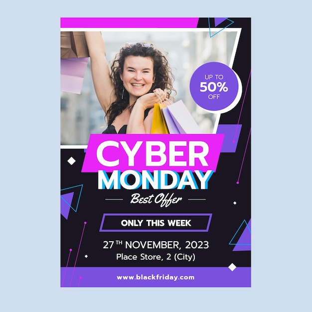 Free vector flat vertical poster template for cyber monday sale