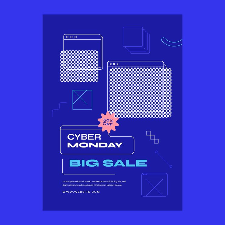 Free Vector flat vertical poster template for cyber monday sales