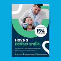 Free vector flat vertical poster template for dental clinic business