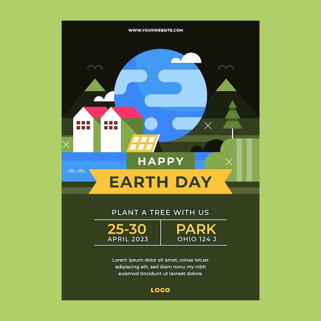 Flat vertical poster template for earth day celebration