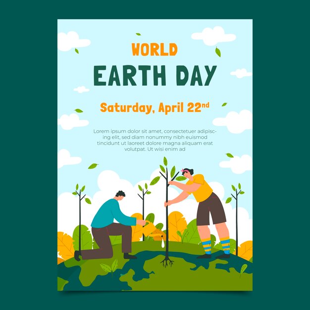 flat vertical poster template for earth day celebration