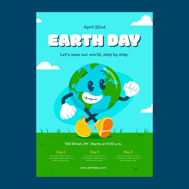 Flat vertical poster template for earth day celebration