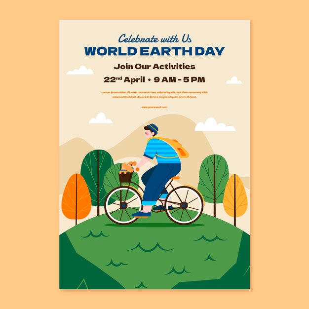 Flat vertical poster template for earth day celebration
