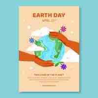 Free vector flat vertical poster template for earth day celebration