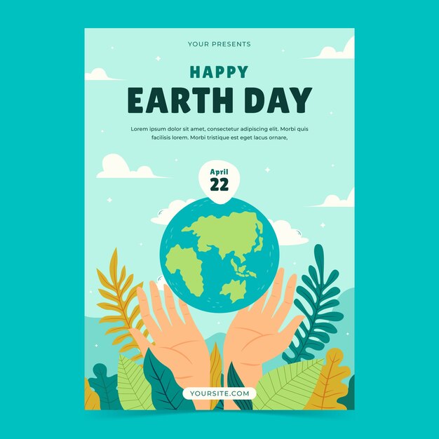 flat vertical poster template for earth day celebration