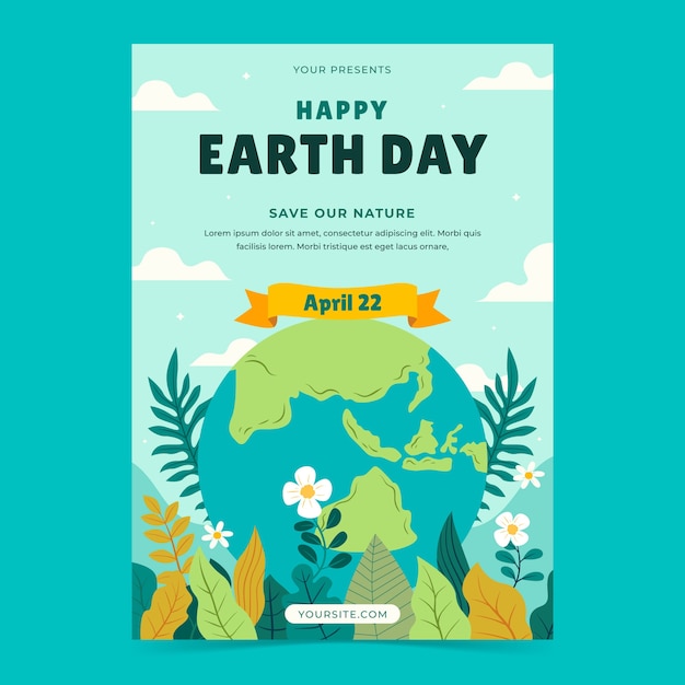 Flat vertical poster template for earth day celebration