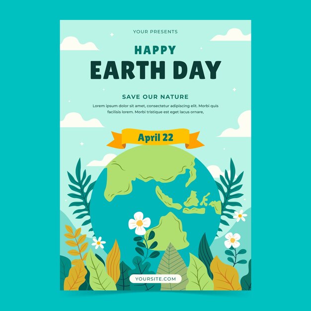 flat vertical poster template for earth day celebration