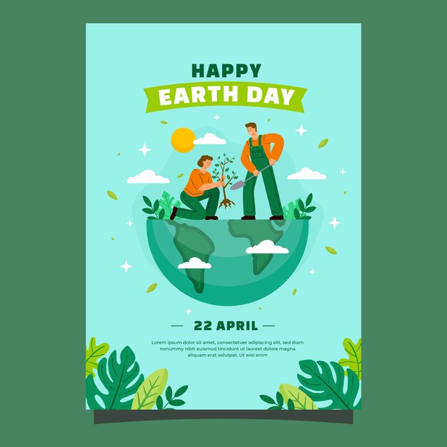 Flat vertical poster template for earth day celebration