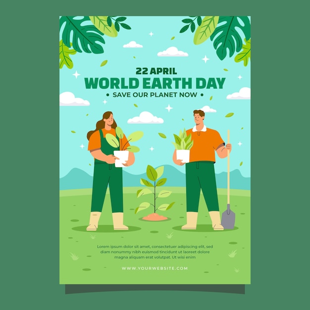 Free vector flat vertical poster template for earth day celebration