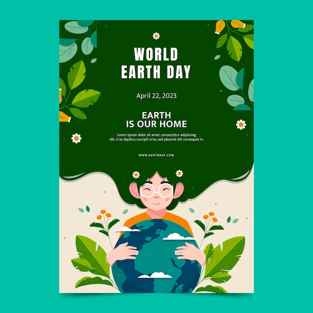 Flat vertical poster template for earth day celebration