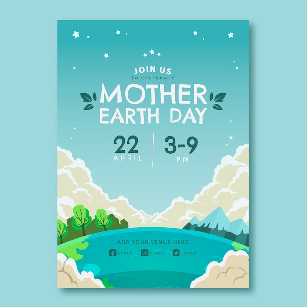 Free vector flat vertical poster template for earth day celebration