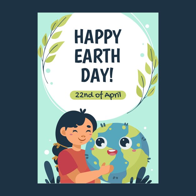 Free vector flat vertical poster template for earth day celebration