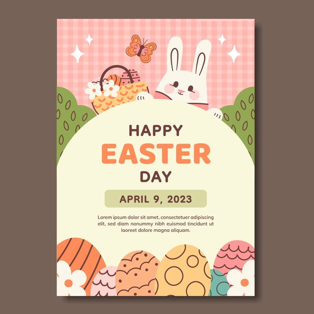 Flat vertical poster template for easter celebration