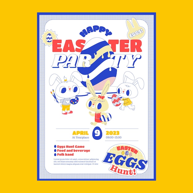 Flat vertical poster template for easter celebration