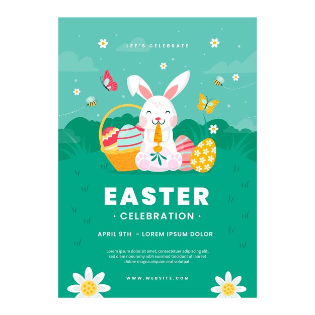 flat vertical poster template for easter celebration