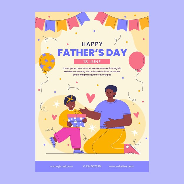 Flat vertical poster template for father's day celebration