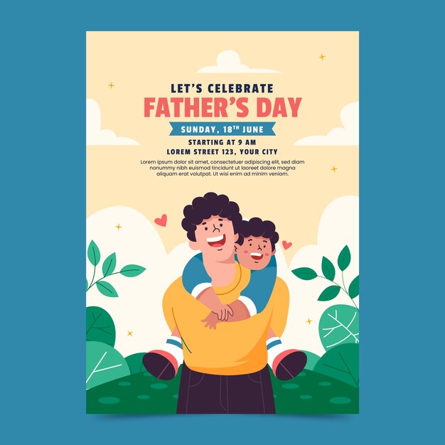 Flat vertical poster template for father's day celebration