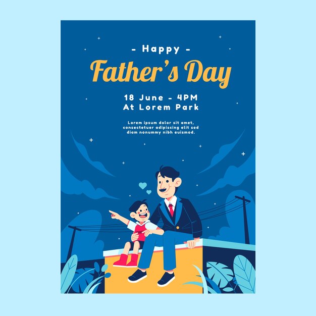 Flat vertical poster template for fathers day celebration