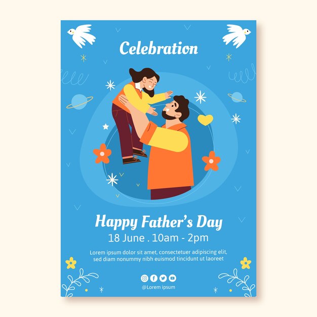 Flat vertical poster template for fathers day celebration