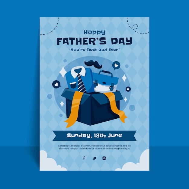 Free vector flat vertical poster template for fathers day celebration