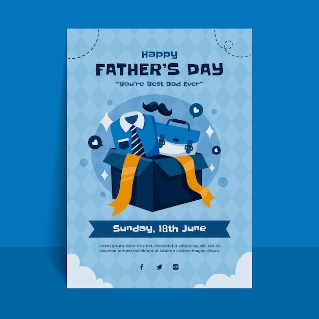 flat vertical poster template for fathers day celebration