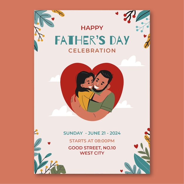 Free vector flat vertical poster template for fathers day celebration