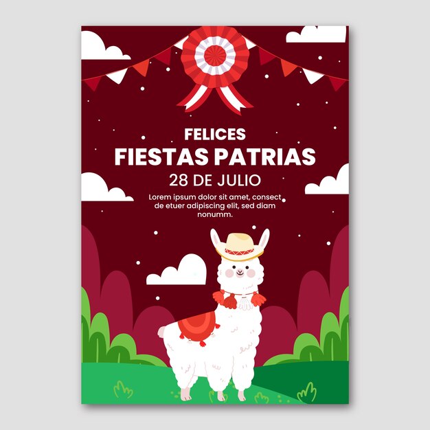 Flat vertical poster template for fiestas patrias chile
