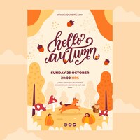 flat vertical poster template for autumn celebration