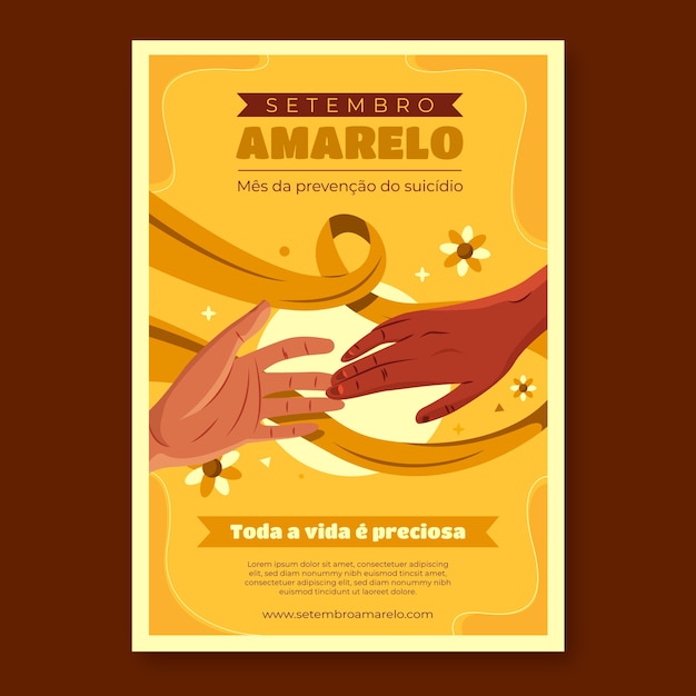 무료 벡터 브라질 자살 예방 달 의식 을 위한 평평 한 수직 포스터 템플릿