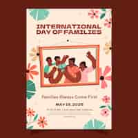 Бесплатное векторное изображение Плоский вертикальный шаблон плаката для международного дня семей