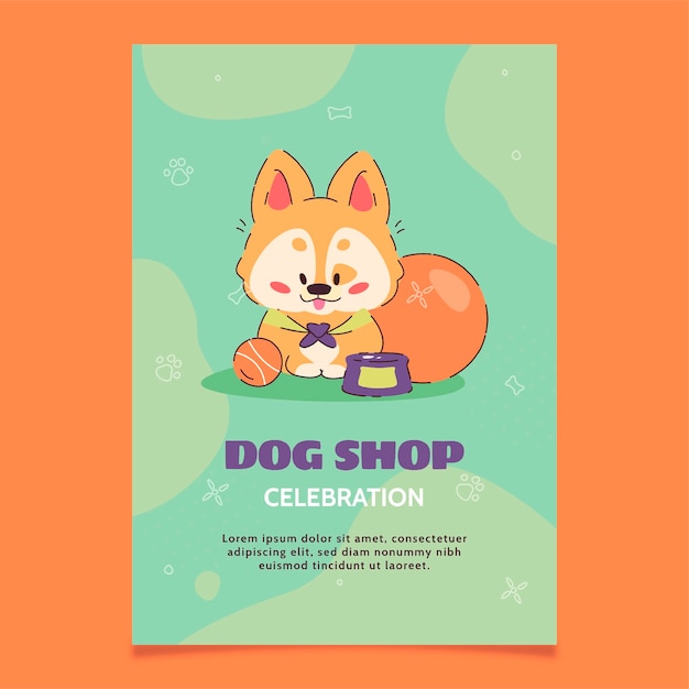 무료 벡터 국제 강아지의 날 축하를위한 평면 수직 포스터 템플릿