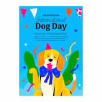 無料ベクター 国際犬の日祝賀のための平らな垂直ポスターテンプレート